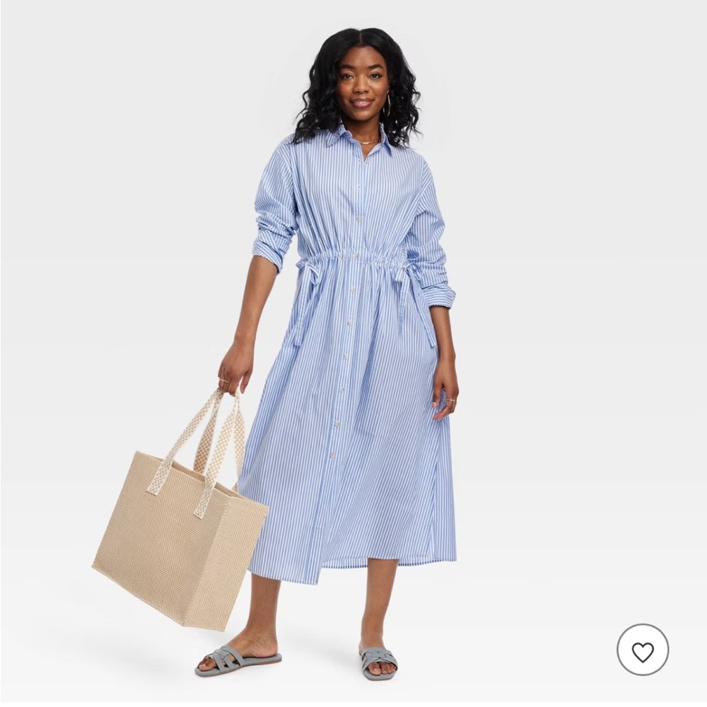NWT Women's Long Sleeve Cinch Waist Maxi Shirtdress - Universal Thread™ XXL